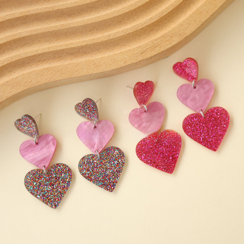 Wholesale color matching Valentine's Day acrylic love earrings niche personality High sense earrings women